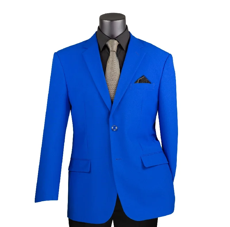 Men's Slim Fit Denim Blazer in Blue for a Casual and Trendy Streetwear LookConrad Collection: Royal Solid Color Single Breasted Regular Fit Blazer