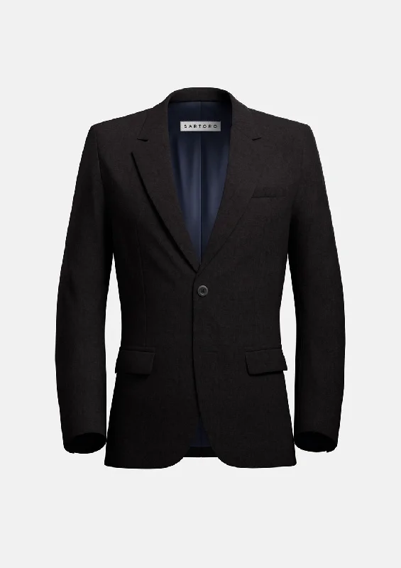 Men's Metallic - Trimmed Blazer in Silver for a Glamorous and Eye - Catching Party AttireEllis Black Linen Blend Jacket