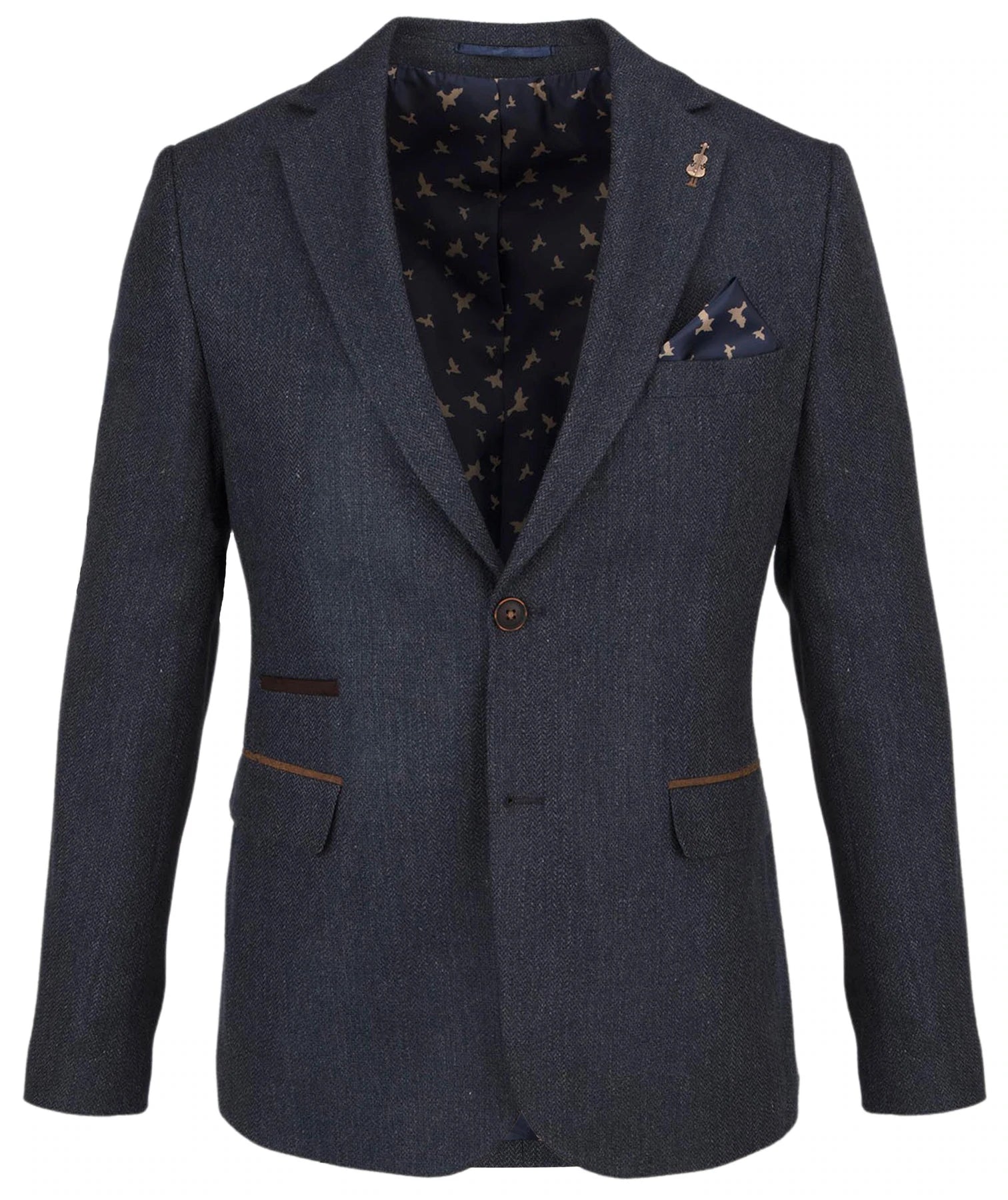 Men's Tweed Blazer in Brown with Leather Elbow Patches for a Classic and Academic StyleFratelli Uniti Navy Herringbone Blazer Men's Tweed Blazer in Brown with Leather Elbow Patches for a Classic and Academic StyleFratelli Uniti Navy Herringbone Blazer
