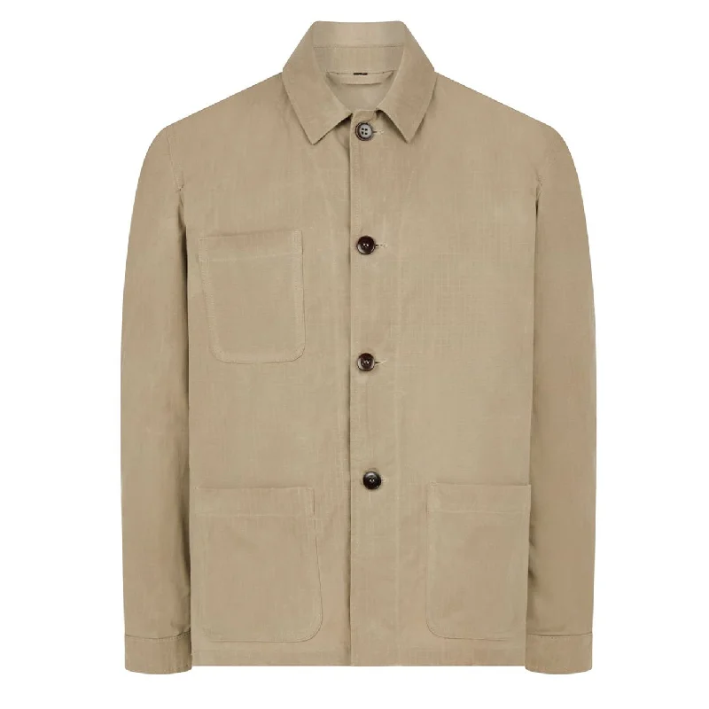 Fleece - lined men jackets for cold - weather commutingJames Purdey Ripstop Chore Jacket Beige Fleece - lined men jackets for cold - weather commutingJames Purdey Ripstop Chore Jacket Beige