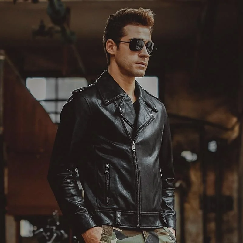 Performance - driven men jackets with breathable fabric for sportsMen's Black Real Pigskin Leather Motorcycle Jacket for Winter Performance - driven men jackets with breathable fabric for sportsMen's Black Real Pigskin Leather Motorcycle Jacket for Winter