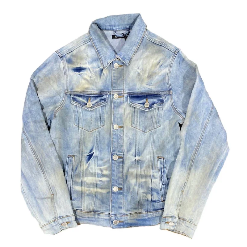 Lightweight men jackets made from recycled nylon for eco - friendly travelMen's Harvick Denim Jacket In Light Indigo Lightweight men jackets made from recycled nylon for eco - friendly travelMen's Harvick Denim Jacket In Light Indigo