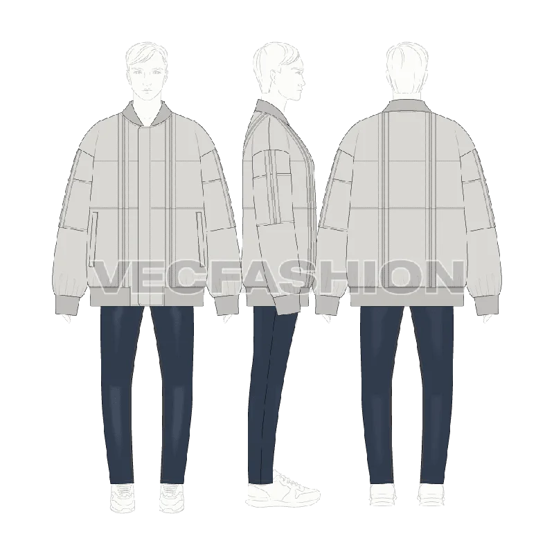 Stretch - fabric men jackets for unrestricted movement during workoutsMens Oversized Jacket Flat Sketch Stretch - fabric men jackets for unrestricted movement during workoutsMens Oversized Jacket Flat Sketch