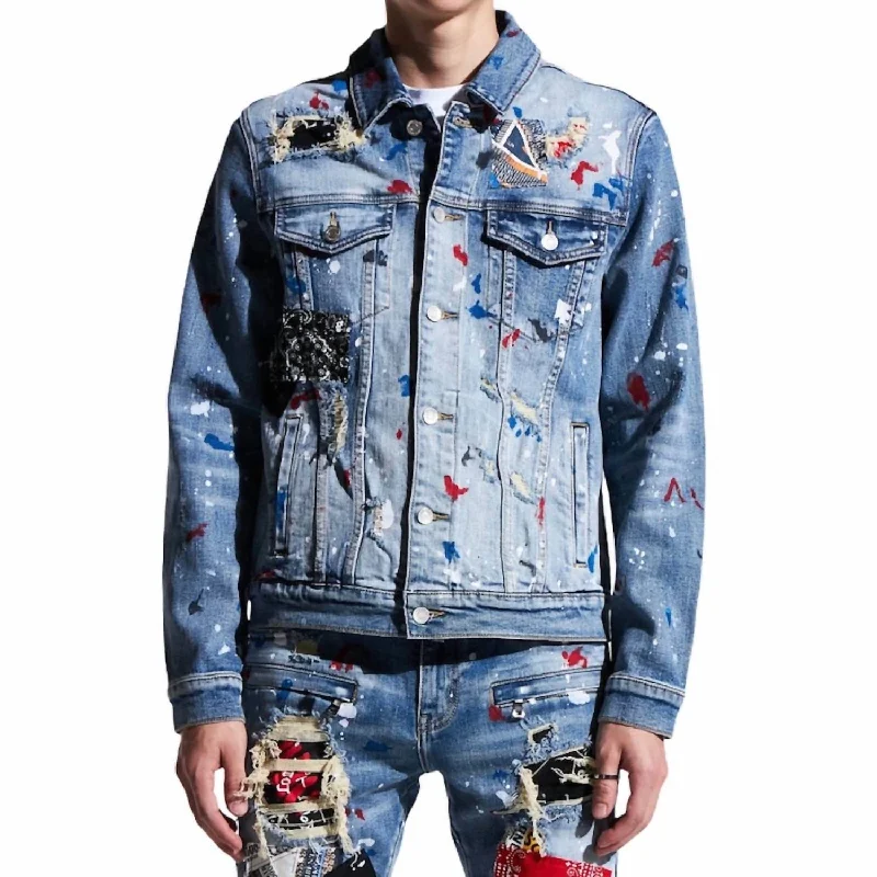 Corduroy men jackets in earthy tones for a rustic charmMen's Rebel Denim Jacket In Blue Patchwork Corduroy men jackets in earthy tones for a rustic charmMen's Rebel Denim Jacket In Blue Patchwork