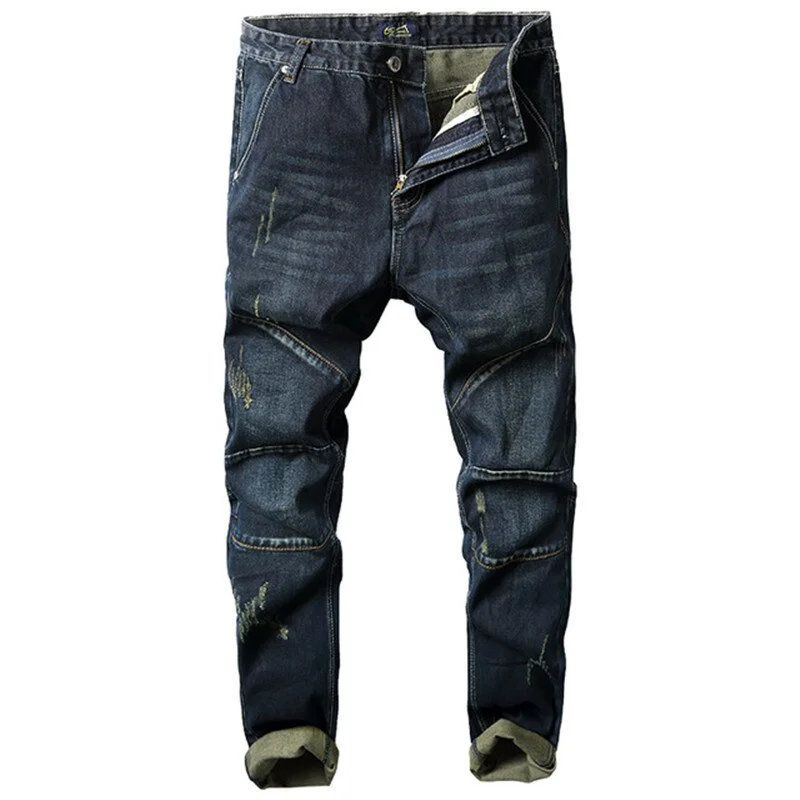 Men's High - Waisted Jeans in a Medium Wash for a Vintage - Style RevivalMen's Winter Leisure Solid Mid-Waist Distressed Denim Skinny Pants Men's High - Waisted Jeans in a Medium Wash for a Vintage - Style RevivalMen's Winter Leisure Solid Mid-Waist Distressed Denim Skinny Pants