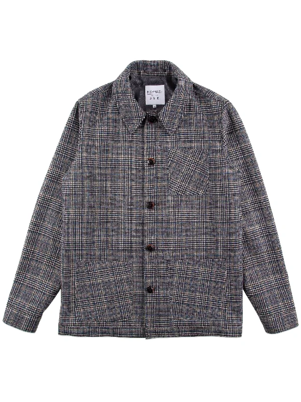 Men's Pin - Striped Wool - Blend Blazer in Navy and White for a Traditional Business AttireMishMash BOXY FIT FUSE BLUE CHECK TAILORED JACKET Men's Pin - Striped Wool - Blend Blazer in Navy and White for a Traditional Business AttireMishMash BOXY FIT FUSE BLUE CHECK TAILORED JACKET