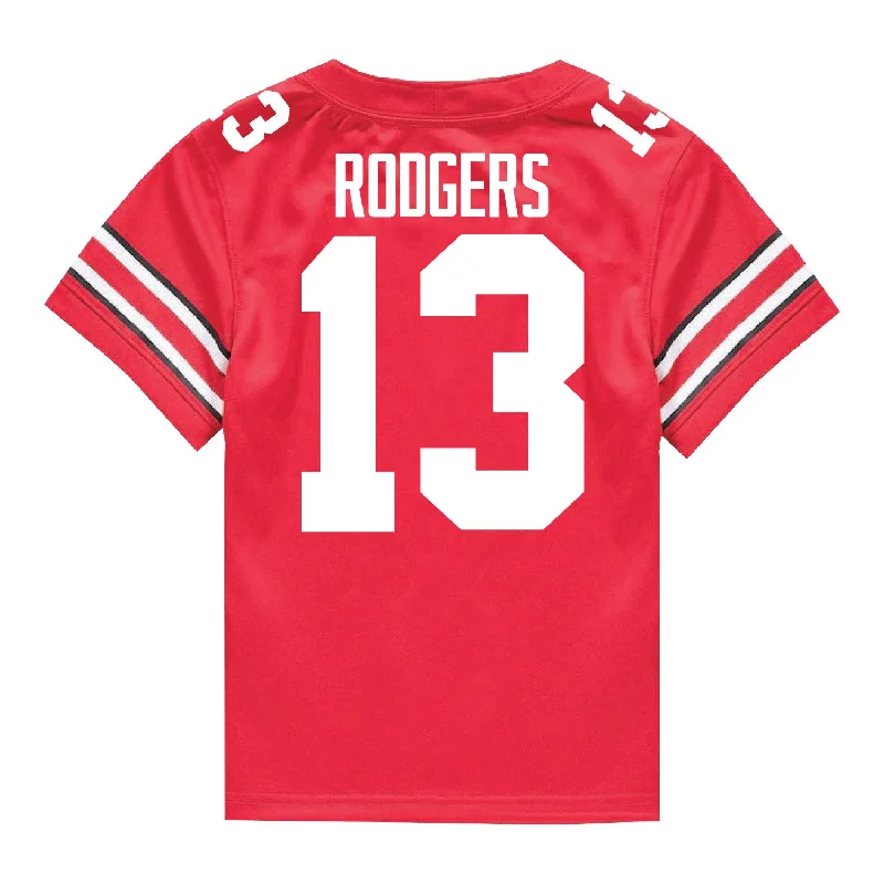 Men's Moisture - Wicking Lacrosse Jerseys with Mesh Panels for Optimal Performance on the FieldOhio State Buckeyes Nike #13 Bryson Rodgers Student Athlete Scarlet Football Jersey