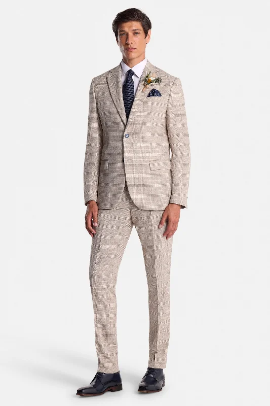 Men's Patterned Checkered Cotton Blazer in Multicolor for a Stylish and Trendy AppearancePhillip Beige Jkt Men's Patterned Checkered Cotton Blazer in Multicolor for a Stylish and Trendy AppearancePhillip Beige Jkt