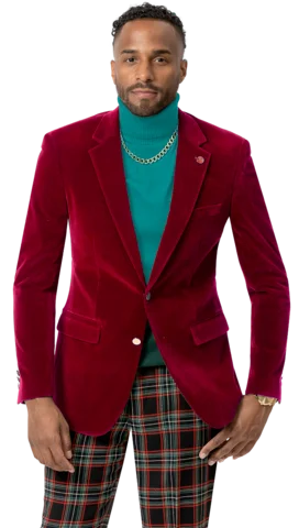 Tall Men's Black Leather Blazer with Zipper Details for a Modern and Edgy LookRed Solid Velvet Blazer J134 Tall Men's Black Leather Blazer with Zipper Details for a Modern and Edgy LookRed Solid Velvet Blazer J134