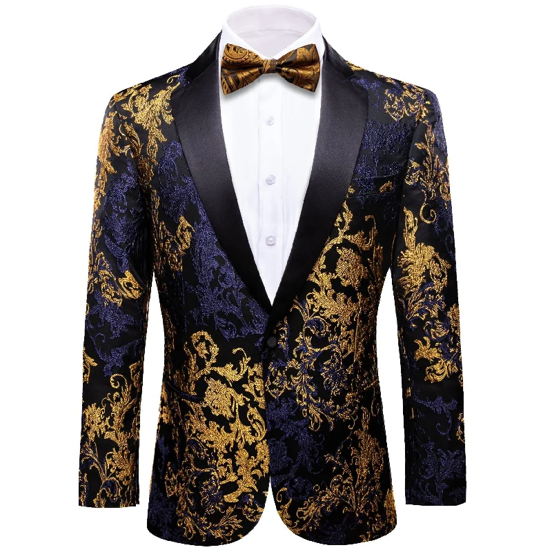 Men's Patterned Checkered Cotton Blazer in Multicolor for a Stylish and Trendy AppearanceSimon Von Men's Dress Party Blue Gold Paisley Suit Jacket Slim One Button Stylish Blazer-XX-0108 Men's Patterned Checkered Cotton Blazer in Multicolor for a Stylish and Trendy AppearanceSimon Von Men's Dress Party Blue Gold Paisley Suit Jacket Slim One Button Stylish Blazer-XX-0108
