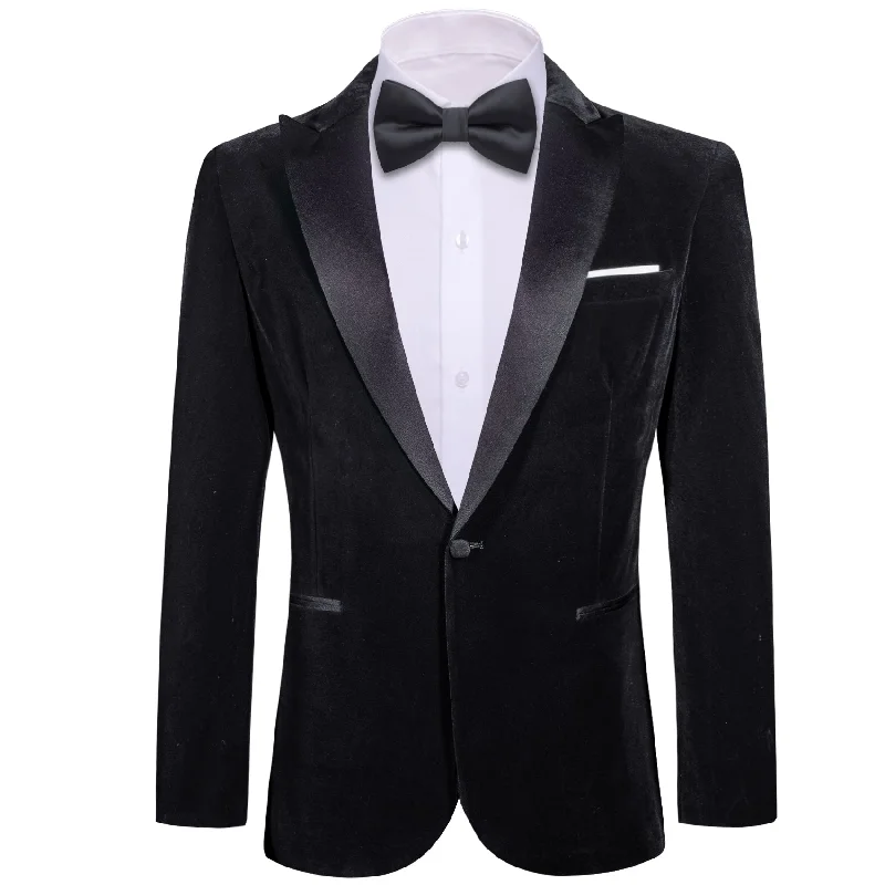Men's Stretch - Fabric Blazer in Black for a Comfortable and Flexible Everyday WearSimon Von Men's Suit Classic Black Solid Silk Peak Collar Blazer Suit-XX-0059 Men's Stretch - Fabric Blazer in Black for a Comfortable and Flexible Everyday WearSimon Von Men's Suit Classic Black Solid Silk Peak Collar Blazer Suit-XX-0059