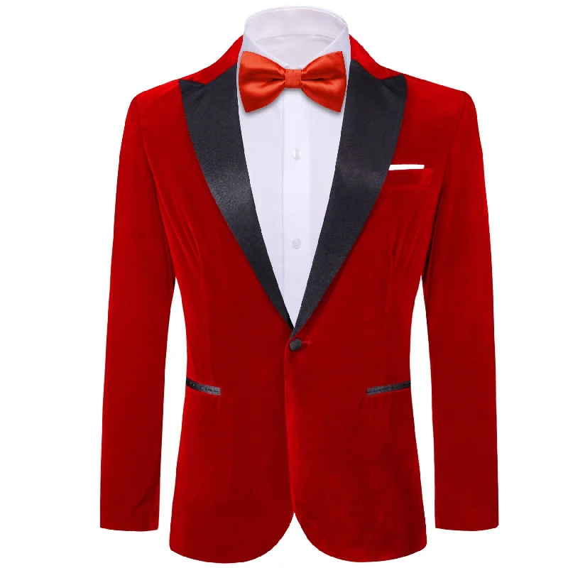 Men's Double - Breasted Velvet Blazer in Burgundy for a Sophisticated Evening OutfitSimon Von Men's Suit Fire Brick Red Solid Silk Peak Collar Blazer Suit-XX-0058 Men's Double - Breasted Velvet Blazer in Burgundy for a Sophisticated Evening OutfitSimon Von Men's Suit Fire Brick Red Solid Silk Peak Collar Blazer Suit-XX-0058
