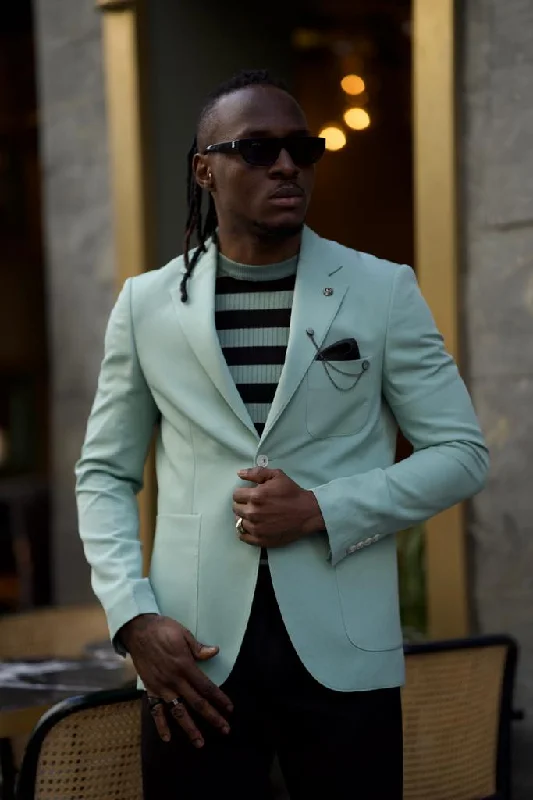 Sorento Mint Green Slim Fit Notch Lapel Blazer