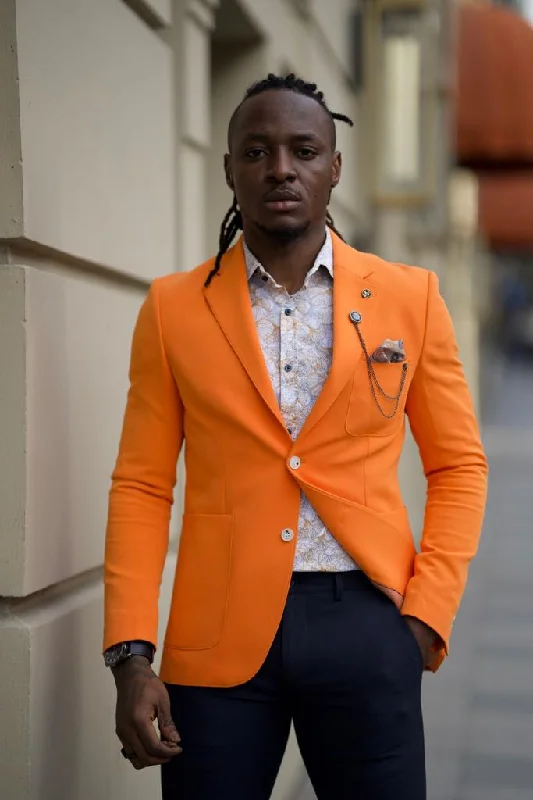 Plus Size Men's Herringbone Patterned Blazer in Grey for a Timeless and Sophisticated AppearanceSorento Orange Slim Fit Notch Lapel Blazer Plus Size Men's Herringbone Patterned Blazer in Grey for a Timeless and Sophisticated AppearanceSorento Orange Slim Fit Notch Lapel Blazer