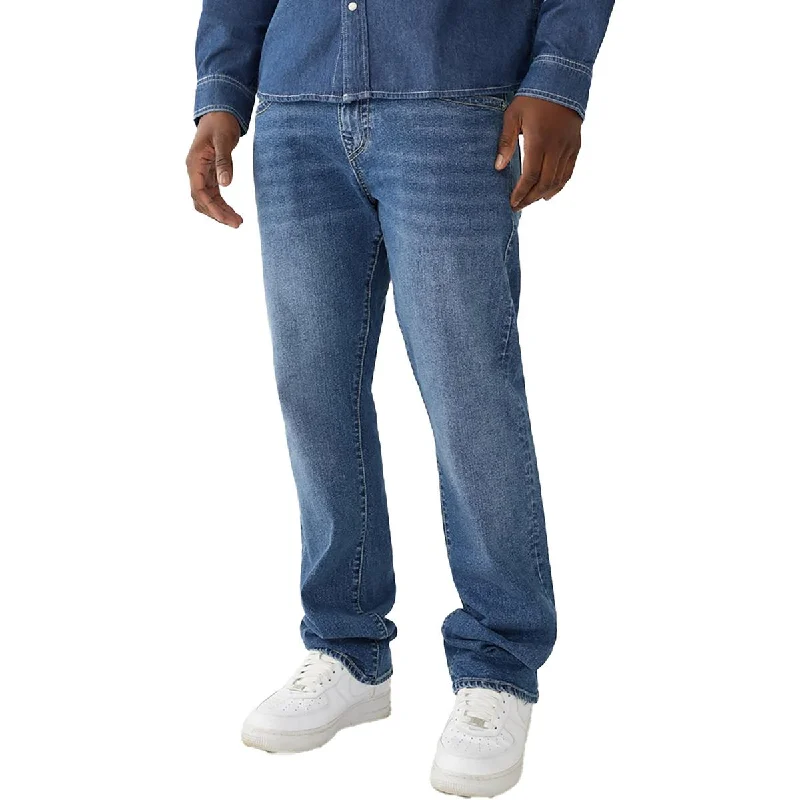 Men's Colored Jeans in Burgundy for a Bold and Fashion - Forward LookTrue Religion Mens RIcky Relaxed Whisker Wash Straight Leg Jeans