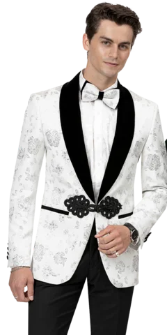 Men's Military - Inspired Khaki Blazer with Epaulettes for a Dapper and Stylish OutfitWhite & Black Floral Print Fashion Blazer J168 Men's Military - Inspired Khaki Blazer with Epaulettes for a Dapper and Stylish OutfitWhite & Black Floral Print Fashion Blazer J168