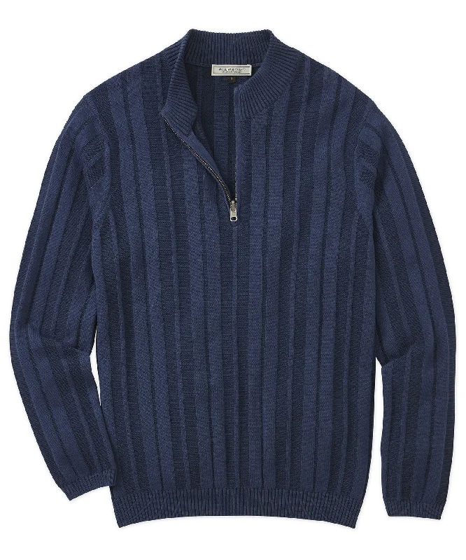 Regular Fit Men's Heathered Knit Sweater in Charcoal for a Laid - Back Weekend LookPlaited Vertical Stripe Quarter-Zip Sweater Regular Fit Men's Heathered Knit Sweater in Charcoal for a Laid - Back Weekend LookPlaited Vertical Stripe Quarter-Zip Sweater