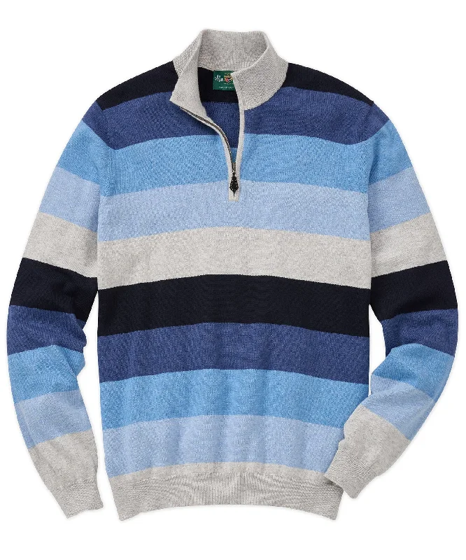 Plus Size Men's Distressed Denim - Look Sweater in Blue for a Trendy and Edgy StyleAlan Paine of England Tonal Block Stripe Quarter-Zip Sweater Plus Size Men's Distressed Denim - Look Sweater in Blue for a Trendy and Edgy StyleAlan Paine of England Tonal Block Stripe Quarter-Zip Sweater