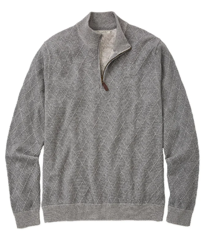 Men's Cable - Knit Sweater Dress in Gray for a Unique and Comfortable One - Piece OptionDiamond Lattice Quarter-Zip Sweater Men's Cable - Knit Sweater Dress in Gray for a Unique and Comfortable One - Piece OptionDiamond Lattice Quarter-Zip Sweater