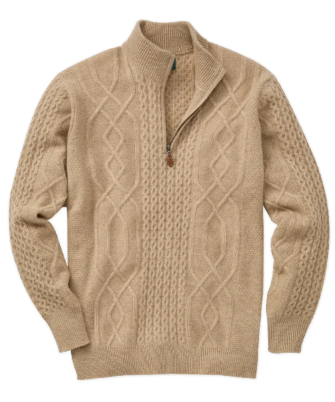 Slim Fit Men's Long - Sleeve Cotton - Linen Blend Sweater in Beige for a Summer Casual LookCashmere Fisherman Cable Quarter-Zip Sweater Slim Fit Men's Long - Sleeve Cotton - Linen Blend Sweater in Beige for a Summer Casual LookCashmere Fisherman Cable Quarter-Zip Sweater