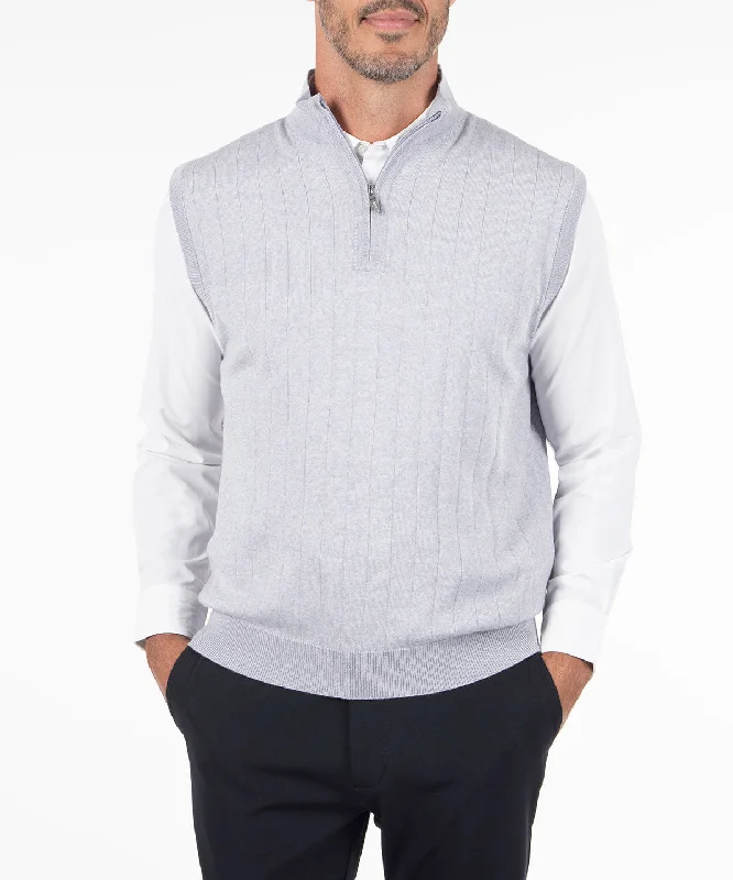 Men's Zip - Up Fleece - Lined Sweater in Black with Thumbholes for Outdoor Winter ActivitiesSignature Merino Quarter-Zip Mock Neck Vest Men's Zip - Up Fleece - Lined Sweater in Black with Thumbholes for Outdoor Winter ActivitiesSignature Merino Quarter-Zip Mock Neck Vest
