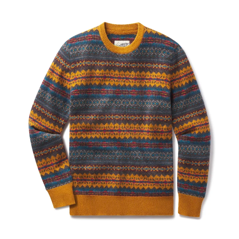 Men's Sequined Trimmed Sweater in Gold for a Glamorous New Year's PartyBurns Wool Fair Isle - Brown Multi color Men's Sequined Trimmed Sweater in Gold for a Glamorous New Year's PartyBurns Wool Fair Isle - Brown Multi color