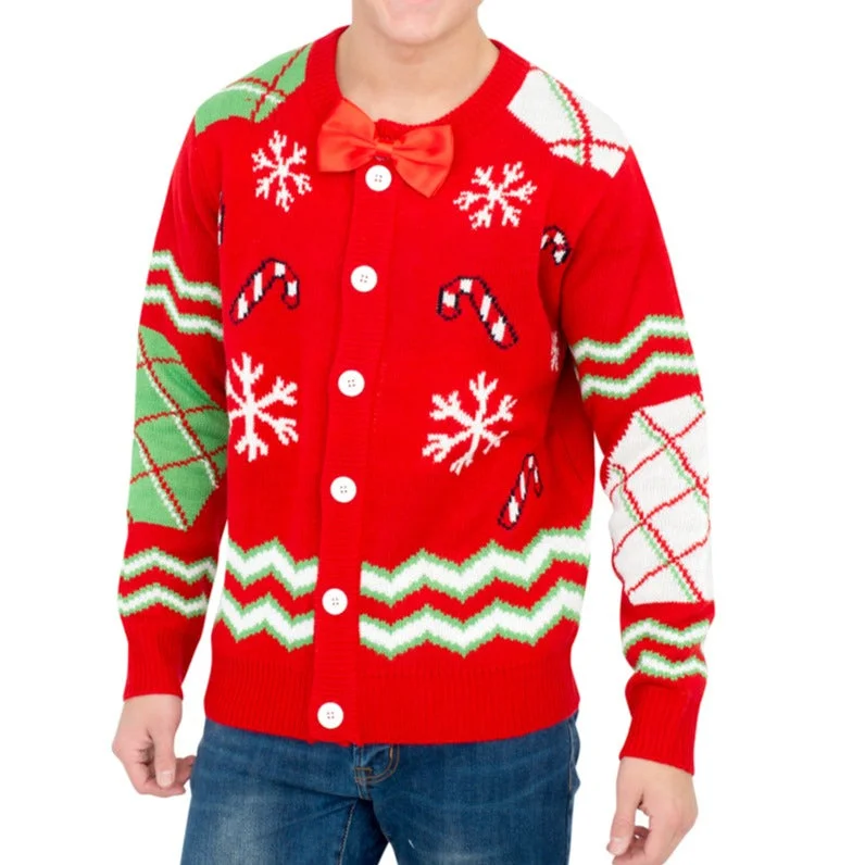 Men's Cable - Knit Turtleneck Merino Wool Sweater in Charcoal for a Winter Business LookCandy Canes and Snowflakes Button Up Ugly Christmas Sweater with Bowtie Men's Cable - Knit Turtleneck Merino Wool Sweater in Charcoal for a Winter Business LookCandy Canes and Snowflakes Button Up Ugly Christmas Sweater with Bowtie