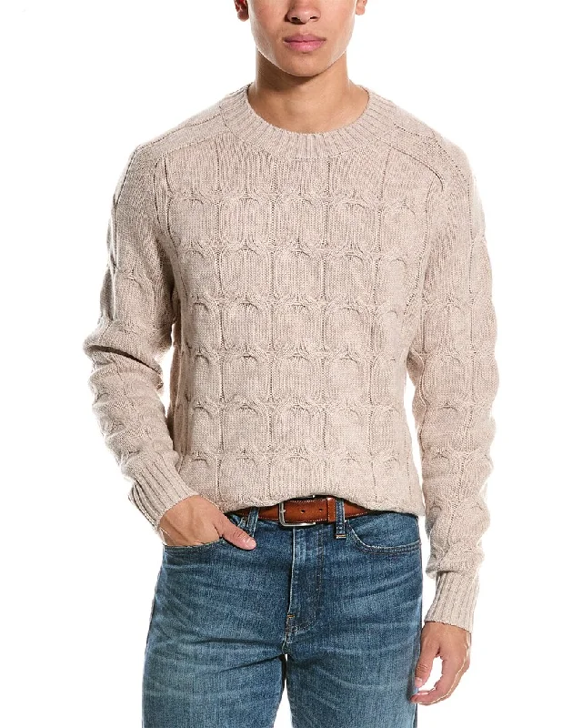 Plus Size Men's Striped Cotton - Blend Sweater in Navy and White for a Nautical - Themed VacationKier+J Cable Wool & Cashmere-Blend Crewneck Sweater Plus Size Men's Striped Cotton - Blend Sweater in Navy and White for a Nautical - Themed VacationKier+J Cable Wool & Cashmere-Blend Crewneck Sweater