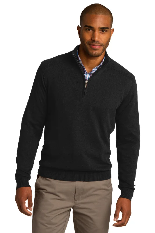Regular Fit Men's Mock - Neck Sweater in Teal with a Side Slit for a Modern Office AttirePort Authority Mens Long Sleeve 1/4 Zip Sweater - Black Regular Fit Men's Mock - Neck Sweater in Teal with a Side Slit for a Modern Office AttirePort Authority Mens Long Sleeve 1/4 Zip Sweater - Black