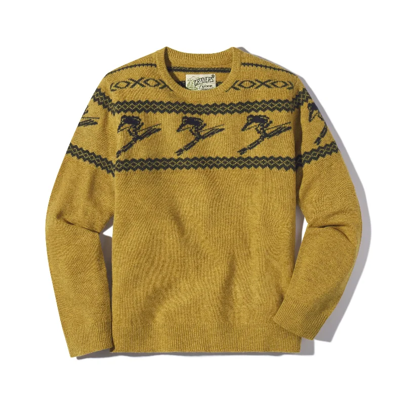 Regular Fit Men's Heathered Knit Sweater in Charcoal for a Laid - Back Weekend LookRetro Ski Sweater - Mustard Regular Fit Men's Heathered Knit Sweater in Charcoal for a Laid - Back Weekend LookRetro Ski Sweater - Mustard