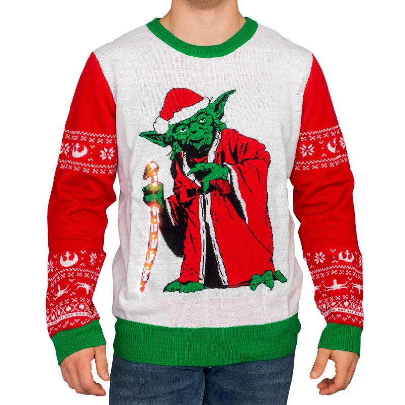 Plus Size Men's Pocket - Detail Sweater in Olive Green for a Practical and Fashionable Everyday WearStar Wars Jedi Yoda Light Up LED Ugly Christmas Sweater Plus Size Men's Pocket - Detail Sweater in Olive Green for a Practical and Fashionable Everyday WearStar Wars Jedi Yoda Light Up LED Ugly Christmas Sweater