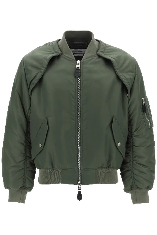 Men coats made from recycled materials for an eco - friendly choiceAlexander Mcqueen Men's Convertible Bomber Jacket In Nylon Satin Men coats made from recycled materials for an eco - friendly choiceAlexander Mcqueen Men's Convertible Bomber Jacket In Nylon Satin