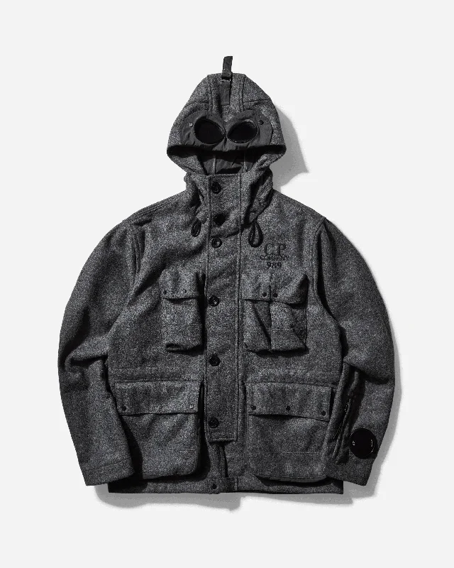 Men's Shetland Twill Hooded Car Coat Anthracite Melange