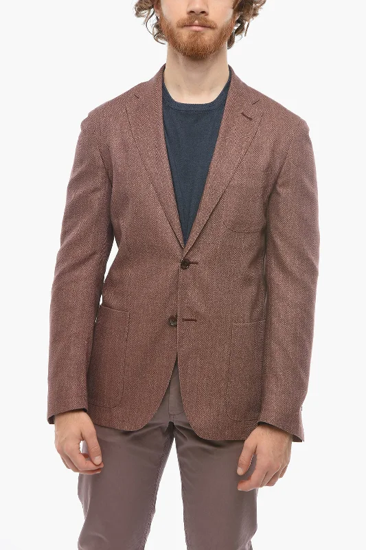 Corneliani ID Unlined IDENTITY Herringbone Silk Blazer