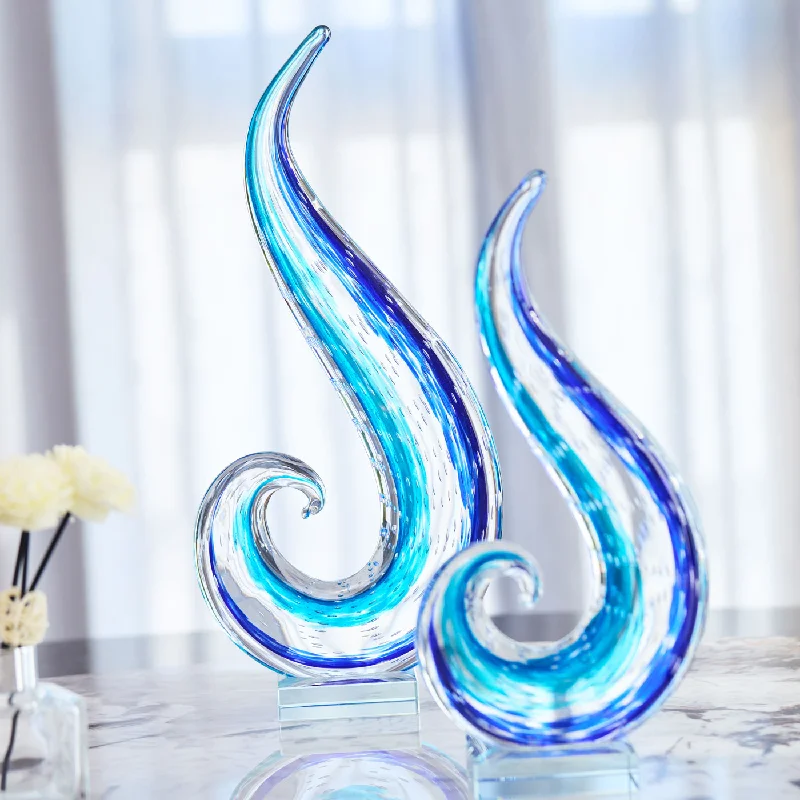 Long - line men coats reaching below the knee for maximum coverageLuxury Lane Hand Blown Ocean Wave Sommerso Art Glass Sculpture 12-16 inch tall Long - line men coats reaching below the knee for maximum coverageLuxury Lane Hand Blown Ocean Wave Sommerso Art Glass Sculpture 12-16 inch tall