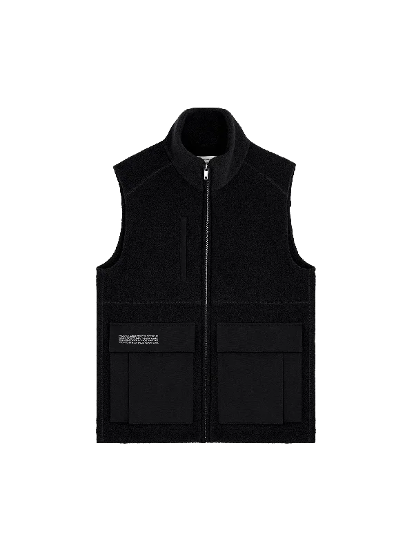 Men coats with a stand - up collar for a sleek and modern lookMen's DNA Utility Wool Gilet—black Men coats with a stand - up collar for a sleek and modern lookMen's DNA Utility Wool Gilet—black