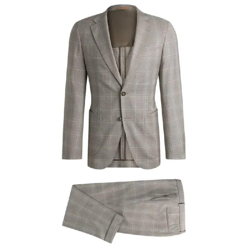 Men coats with a detachable faux - fur collar for a trendy and warm touchSlim-fit suit in water-repellent checked wool Men coats with a detachable faux - fur collar for a trendy and warm touchSlim-fit suit in water-repellent checked wool