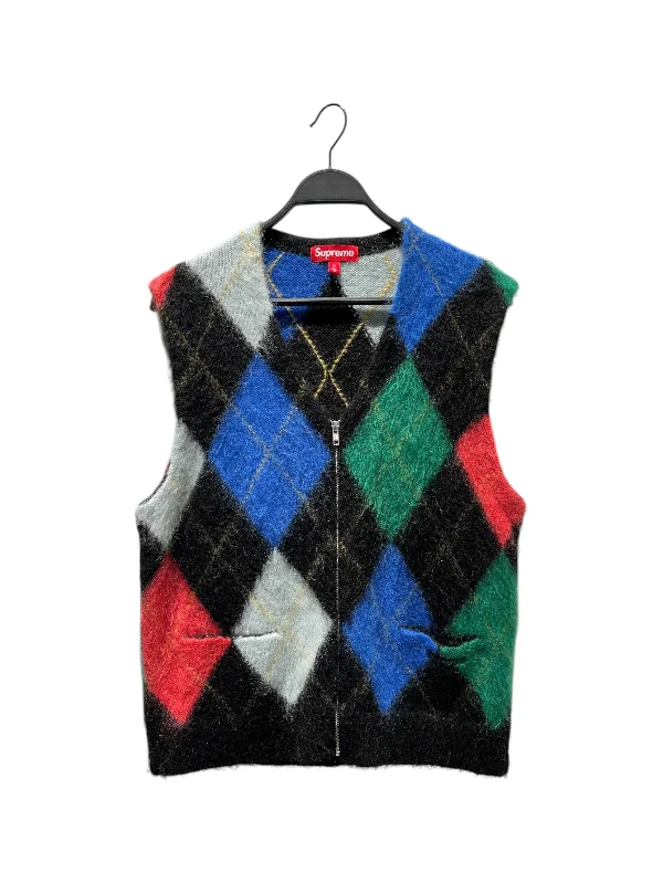 Sleeveless men waistcoats with a high - cut armhole for ease of movementSupreme/Vest/M/Plaid/Mohair/MLT/Supreme Brushed Argyle Vest Sleeveless men waistcoats with a high - cut armhole for ease of movementSupreme/Vest/M/Plaid/Mohair/MLT/Supreme Brushed Argyle Vest