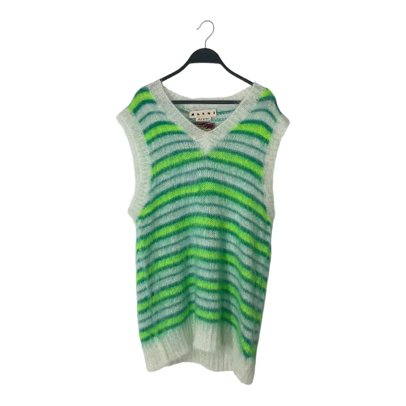 Men vest with a zip - off hood for added protection in inclement weatherMARNI/Vest/50/Stripe/Cotton/GRN/mohair vest Men vest with a zip - off hood for added protection in inclement weatherMARNI/Vest/50/Stripe/Cotton/GRN/mohair vest