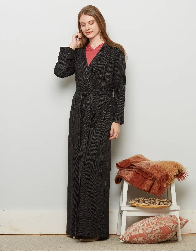 Men's robes with a padded bodyBrushed Pinstripe Wrap Robe with Black Blanket Stitch Men's robes with a padded bodyBrushed Pinstripe Wrap Robe with Black Blanket Stitch