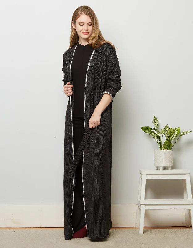 Men's robes with a stand - up collarBrushed Pinstripe Wrap Robe with White Blanket Stitch Men's robes with a stand - up collarBrushed Pinstripe Wrap Robe with White Blanket Stitch
