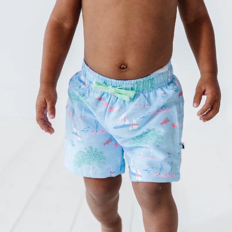 Men's Designer Brand Swim Shorts with Signature Logos for a Stylish Poolside AppearanceDreams for Sail Boys Swim Trunks
