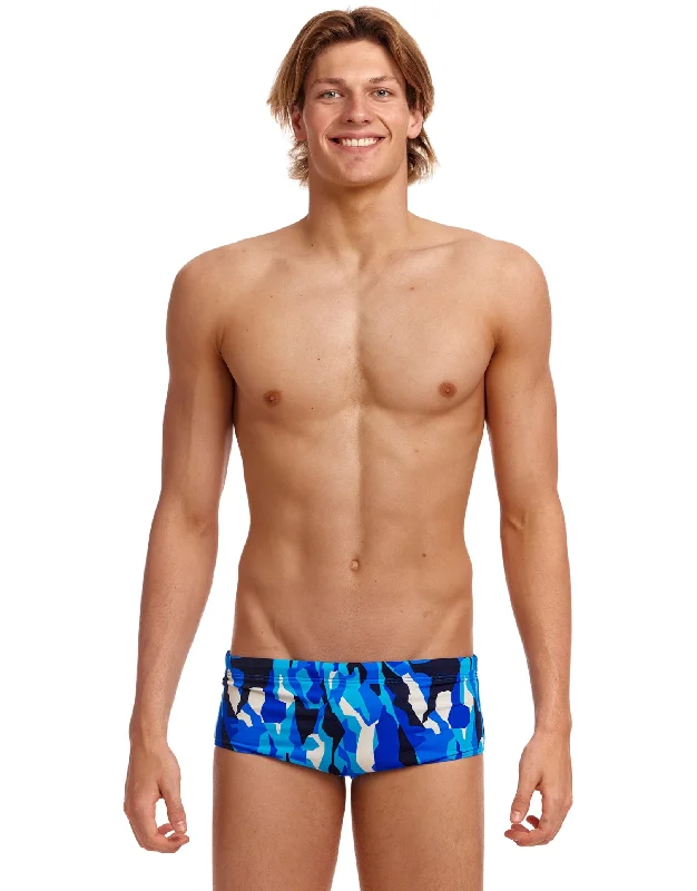 Men's Camouflage Print Swim Shorts for a Military - Inspired Beach or Surfing StyleChaz Michael Sidewinder Swim Trunks - Blue Men's Camouflage Print Swim Shorts for a Military - Inspired Beach or Surfing StyleChaz Michael Sidewinder Swim Trunks - Blue