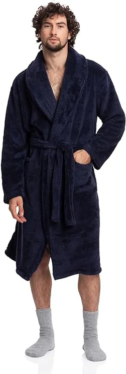 Men's robes with a thermal - regulating fabricElegant Navy Comfort: Men's Full-Length Sherpa Robe - A Symphony of Warmth and Luxury Men's robes with a thermal - regulating fabricElegant Navy Comfort: Men's Full-Length Sherpa Robe - A Symphony of Warmth and Luxury