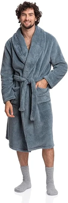 Men's robes with a detachable beltDenim-inspired Comfort: Men's Full-Length Sherpa Robe in Jeans - Winter Relaxation at its Finest Men's robes with a detachable beltDenim-inspired Comfort: Men's Full-Length Sherpa Robe in Jeans - Winter Relaxation at its Finest