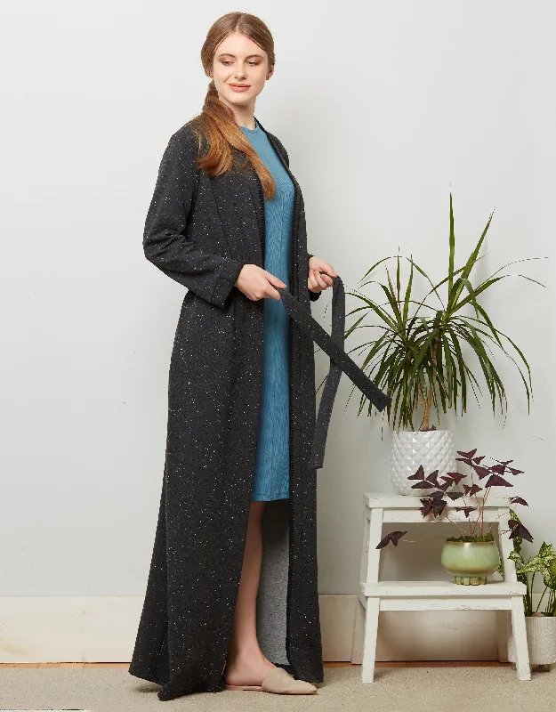 Men's robes with a thermal - regulating fabricFrench Terry Heather Wrap Robe with Blanket Stitch Charcoal Men's robes with a thermal - regulating fabricFrench Terry Heather Wrap Robe with Blanket Stitch Charcoal