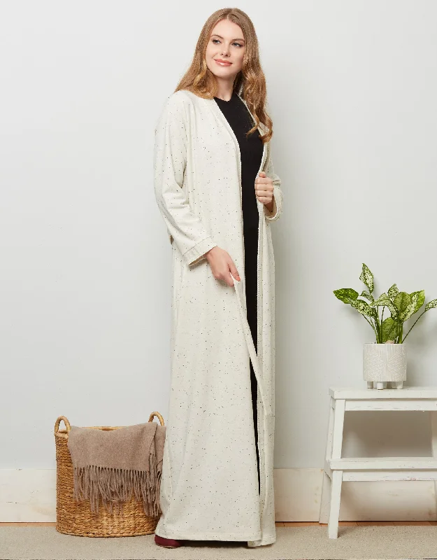 Men's robes with a hooded drawstringFrench Terry Heather Wrap Robe with Blanket Stitch Ivory Men's robes with a hooded drawstringFrench Terry Heather Wrap Robe with Blanket Stitch Ivory