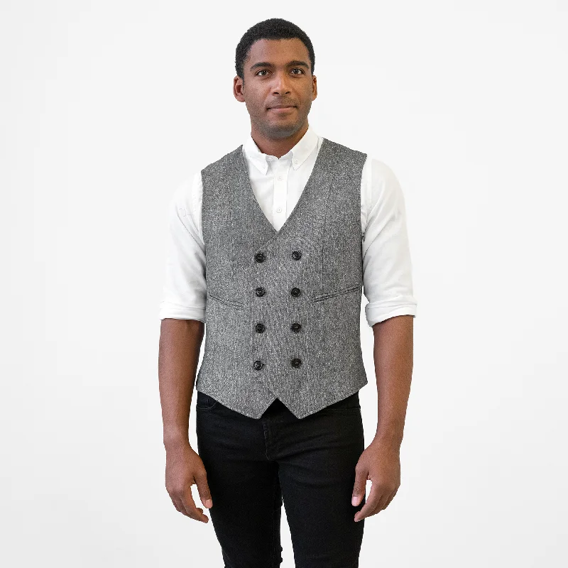 Men's Gold Back Tweed Double Breasted Vest