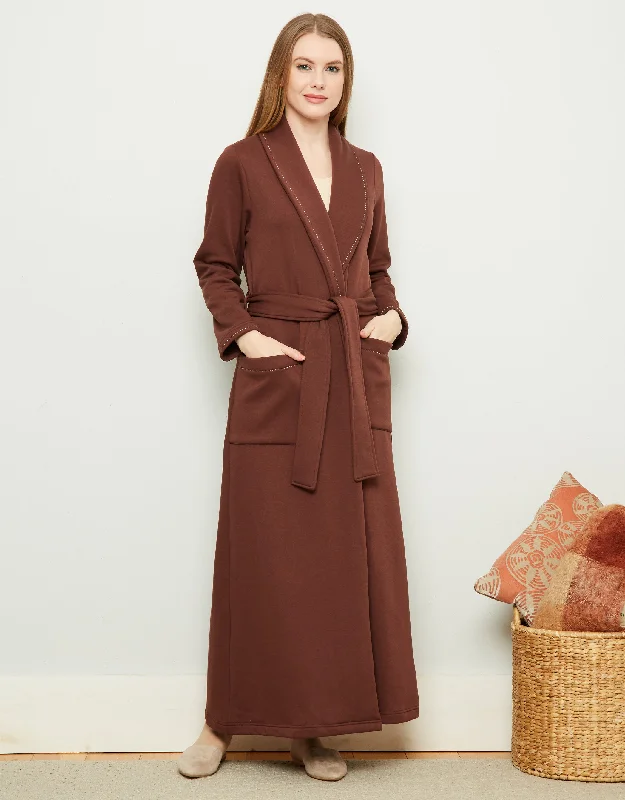Men's robes made from organic materialsPlush Lined Belted Wrap Robe with Trapunto Stitching Warm Brunette Men's robes made from organic materialsPlush Lined Belted Wrap Robe with Trapunto Stitching Warm Brunette