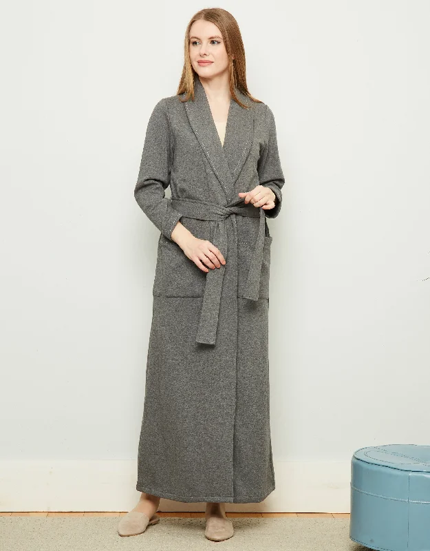 Men's robes with a ribbed cuffs and hemPlush Lined Belted Wrap Robe with Trapunto Stitching Heather Men's robes with a ribbed cuffs and hemPlush Lined Belted Wrap Robe with Trapunto Stitching Heather